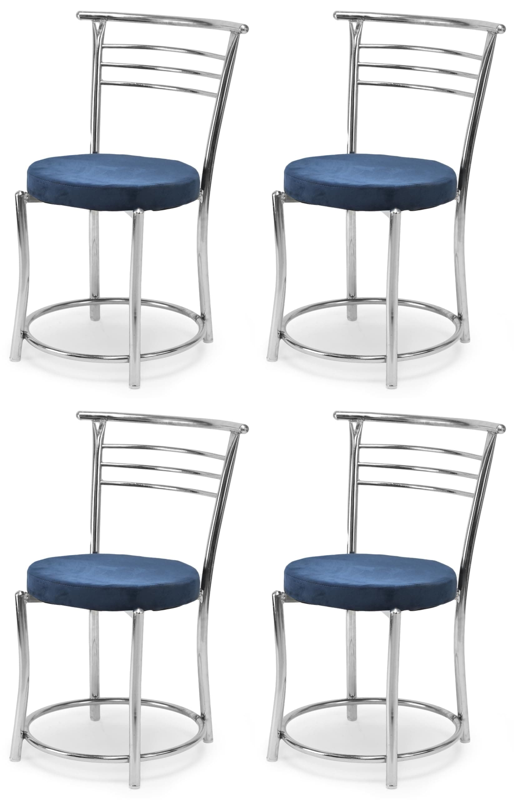 Goyal steel & furniture Chairs for Dining Table, Steel Chair, Dining Chair with Comfortable Cushion (4, Blue, Standard)