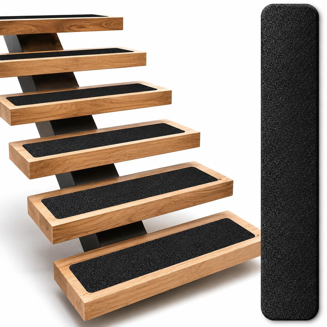 ZPCCOT Anti Slip Stair Treads (2 Pack), 4 x 24 Inch, Waterproof Non Slip Grip Tape for Stairs, Heavy Duty Adhesive Anti Skid Traction Strips, Indoor & Outdoor Safety Step Treads, Black