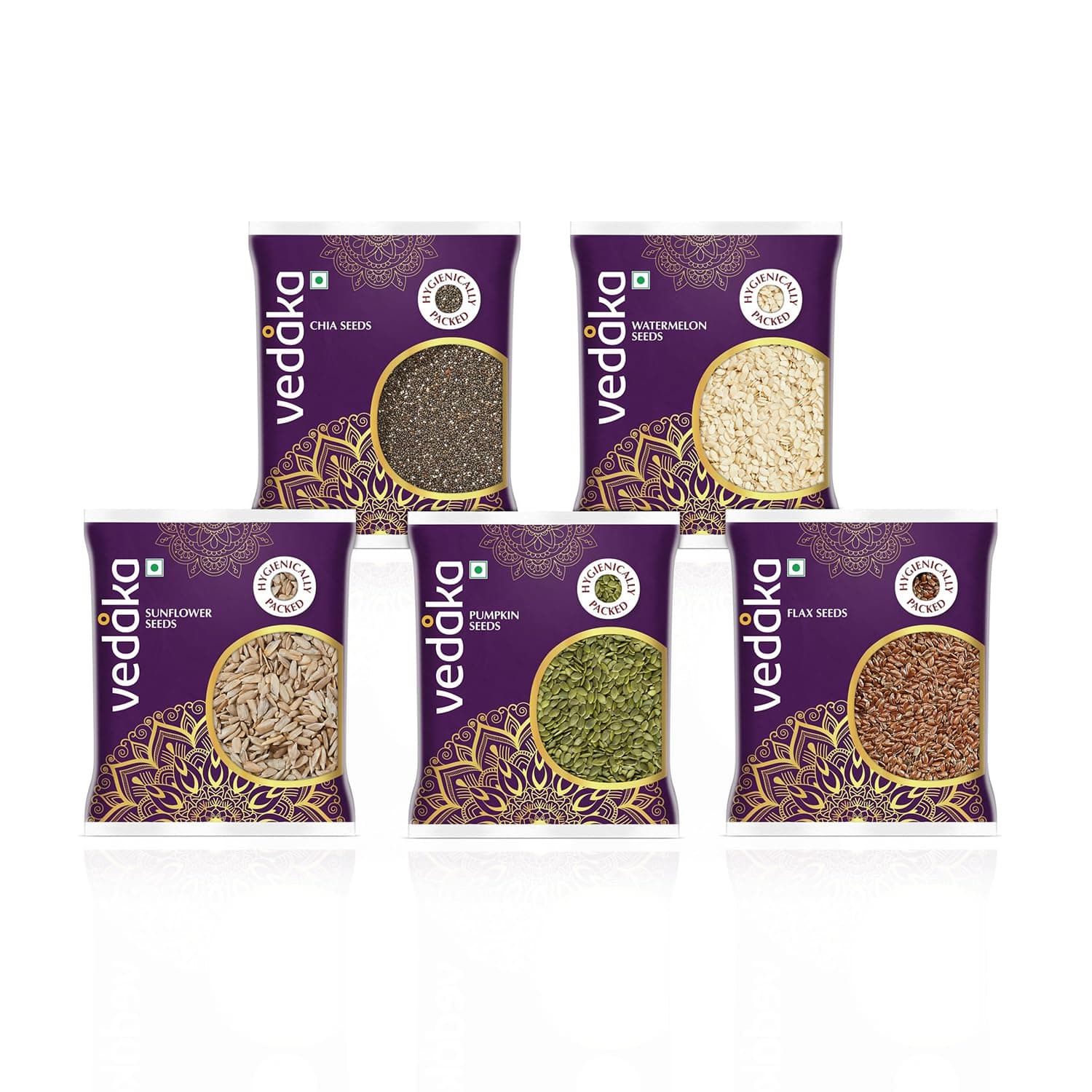 Amazon Brand - Vedaka Raw Seeds Combo | 500G | 100 G Each - Watermelon Seeds, Chia Seeds, Pumpkin Seeds, Flax Seeds, Sunflower Seeds