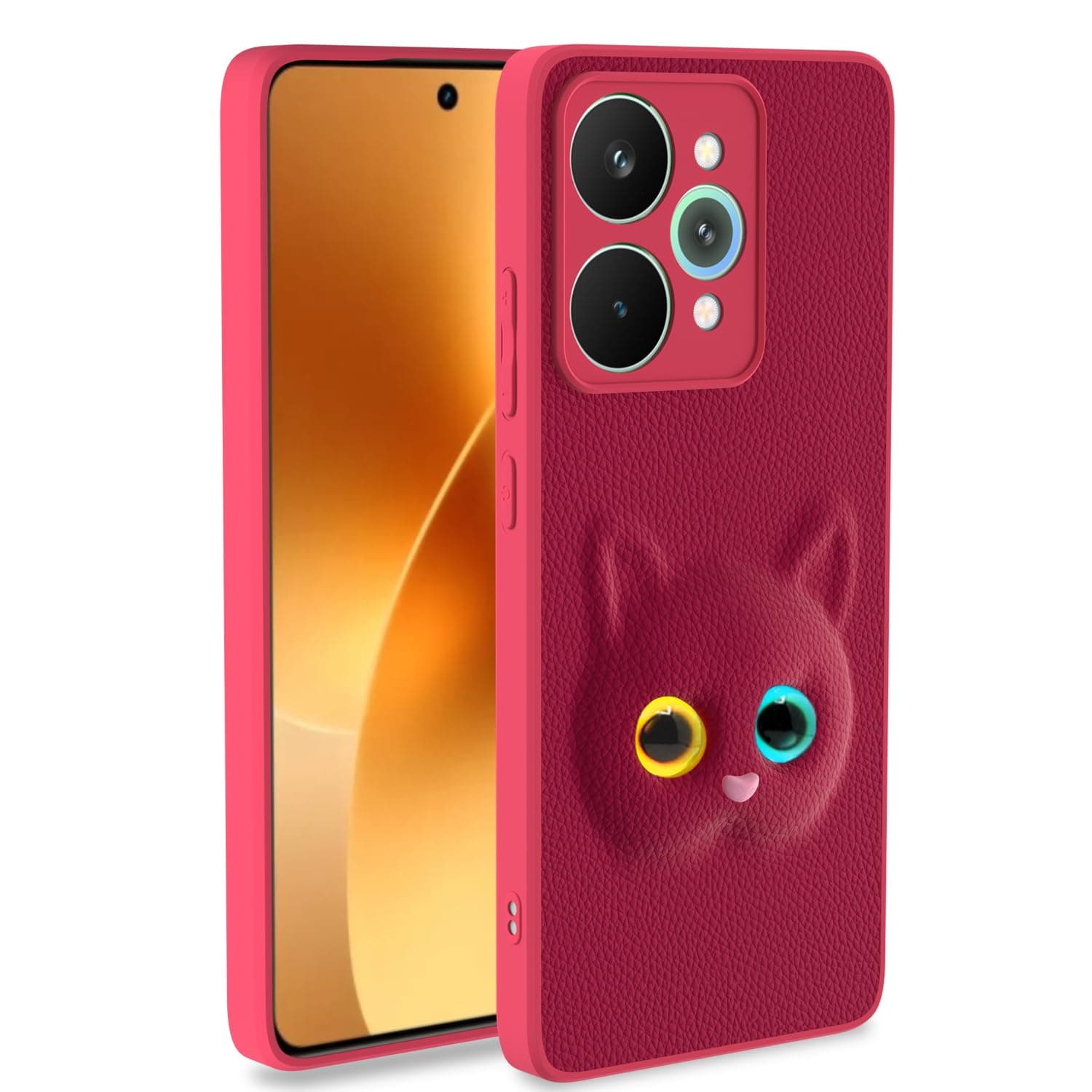 Amazon Basics Back Cover for Realme 15 5G | Premium Look | Cute Soft Leather TPU Bumper Case for Girls (Pink)