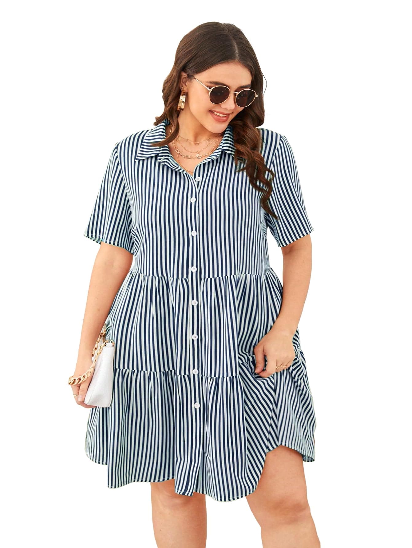 TADKEE Women's Plus Size Short Sleeve Striped Dress | Maternity | Maxi Dresses for Women Western Dresses for Women