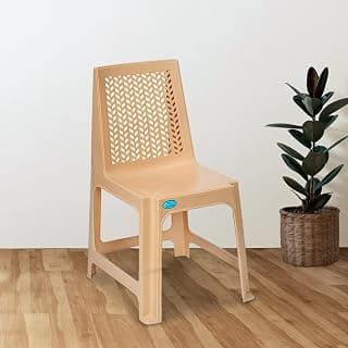 Nilkamal Viva Plastic Armless Chair for Study/Office/Cafeteria/Garden/Outdoor/Indoor Chair (1, Marble Beige, Set of 1)