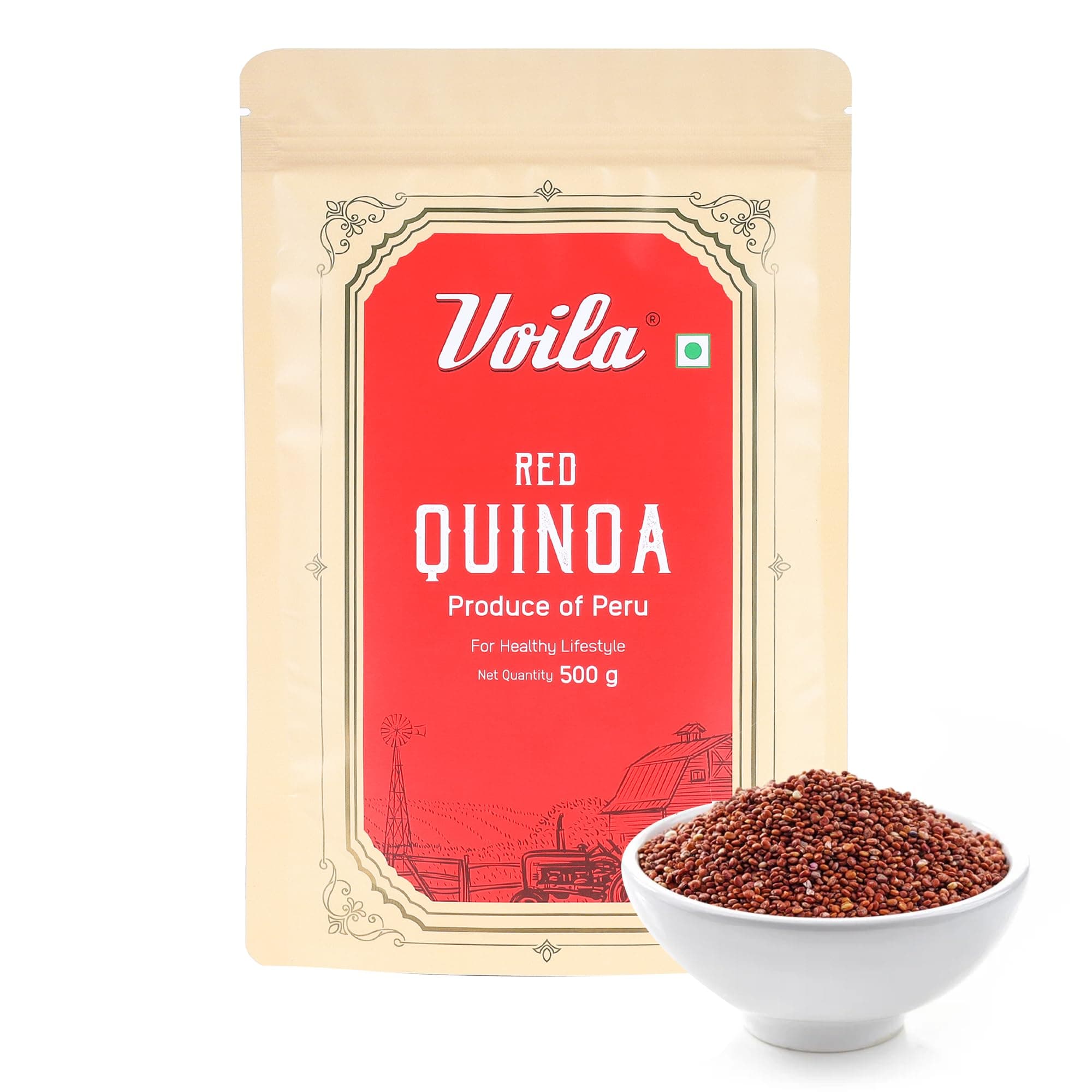 Voila Quinoa Seeds - Red 500gm | Product of Peru | Diabetic Friendly | High Protein & Fiber | Ideal for Diet & Breakfast
