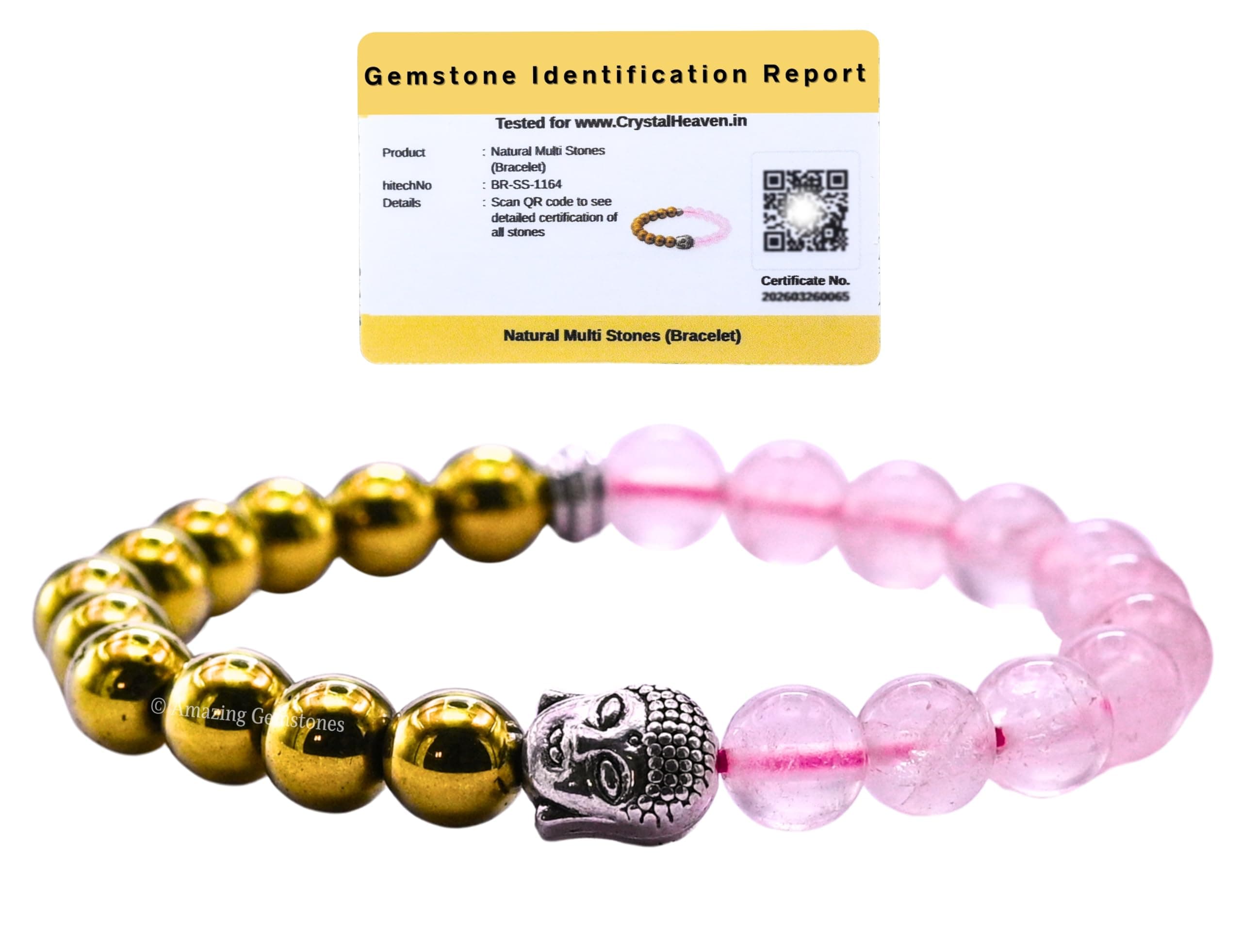 Rose Quartz Bracelet for Women and Men for Money & Love - Certified Rose Quartz Crystal Bracelet for Fame and Luck - Gift for Women, Girlfriend for Emotional Healing and Balance (Silver Buddha)