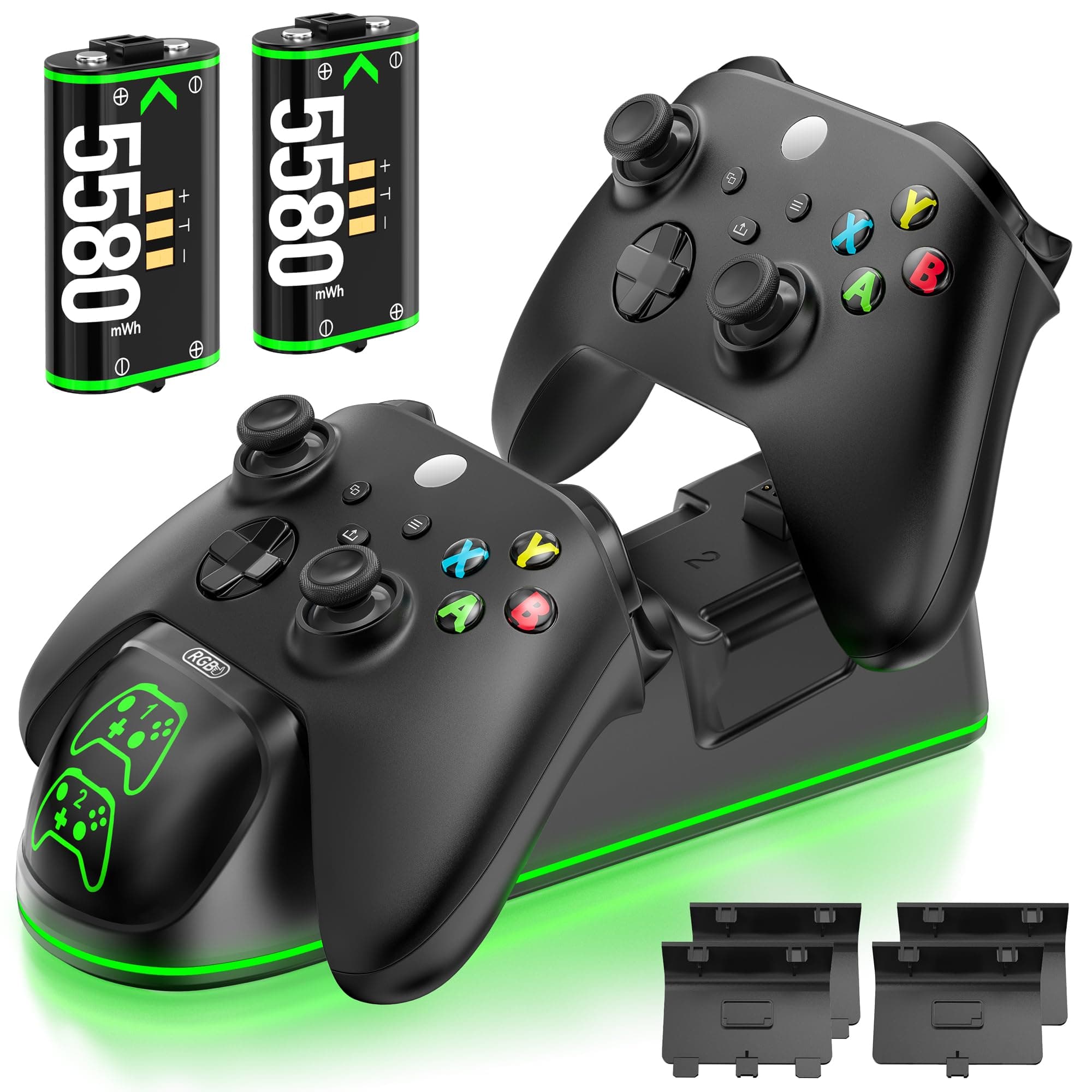 Oivo Usb 1300Mah Rechargeable Battery Packs For Game Consoles, Xbox Series X/S/One/Elite/Core Controller, Xbox Charging Dock, Charge Kit, Charger Station For Xbox Controller, Black, 2 Packs 1300