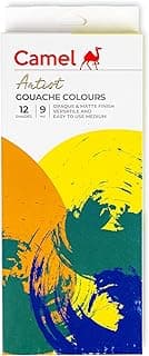 Camel Artist Gouache Colours Assorted Pack of 12 Shades, 9ml Each
