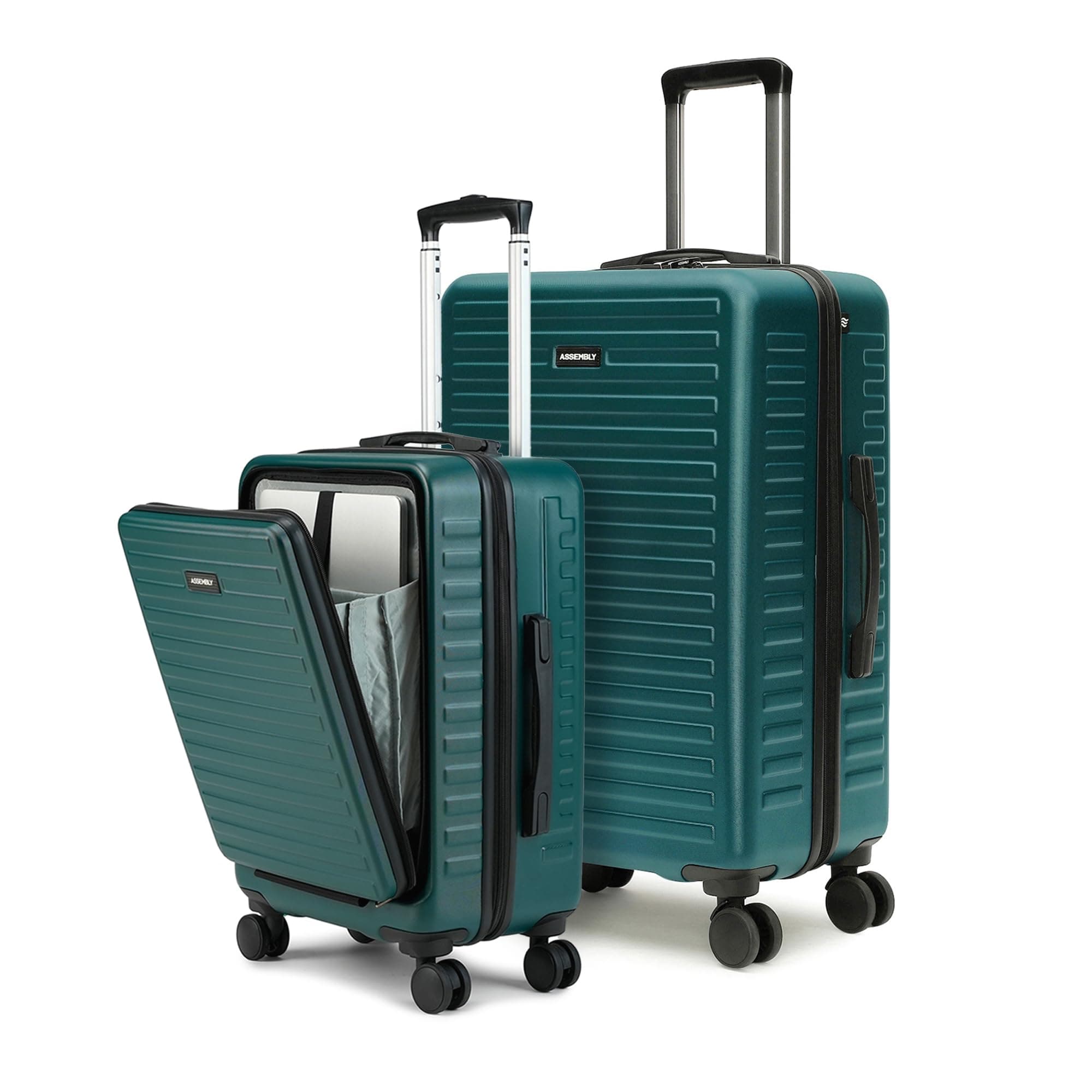 Assembly Stark Hard Luggage Set of 2 Trolley Bags (20 + 28 Inch), Unbreakable Polycarbonate Luggage Set, TSA Lock, Silent 8 Spinner Wheels, Hard Shell Suitcase Set Green