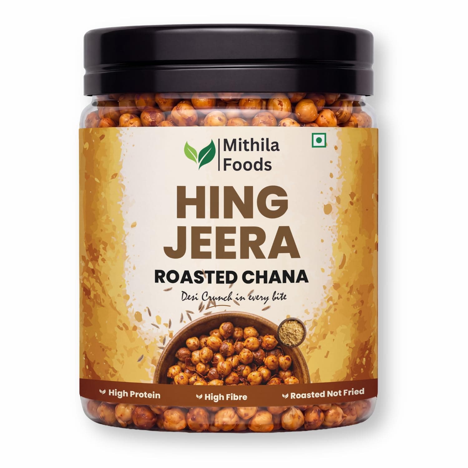 MITHILA FOODS 1 kg Hing Jeera Roasted Chana | Zesty Desi Chickpeas | Whole with Skin | Crunchy Vegan Gluten-Free High Protein SMART Snack | Authentic Bihari Bhuna Chana Snacks Tangy Hing Jeera Flavor