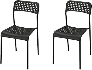 IKEA ADDE Chair (Stainless Steel, Black, Pack of 2)