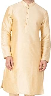 VASTRAMAY Men Banarasi Silk Solid Kurta | Soft Cotton Blend Ethnic Kurta | Comfortable for Festive & Wedding Occasions