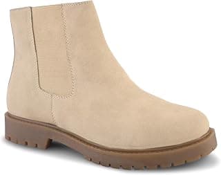 STANPHORD womens Chelsea Boot Stanphord Women Beige Chelsea Ankle Boots | Slip-On Round Toe Chunky Sole Casual Boots for Daily, Winter & Street Wear - WTP 1440 BEIGE-5