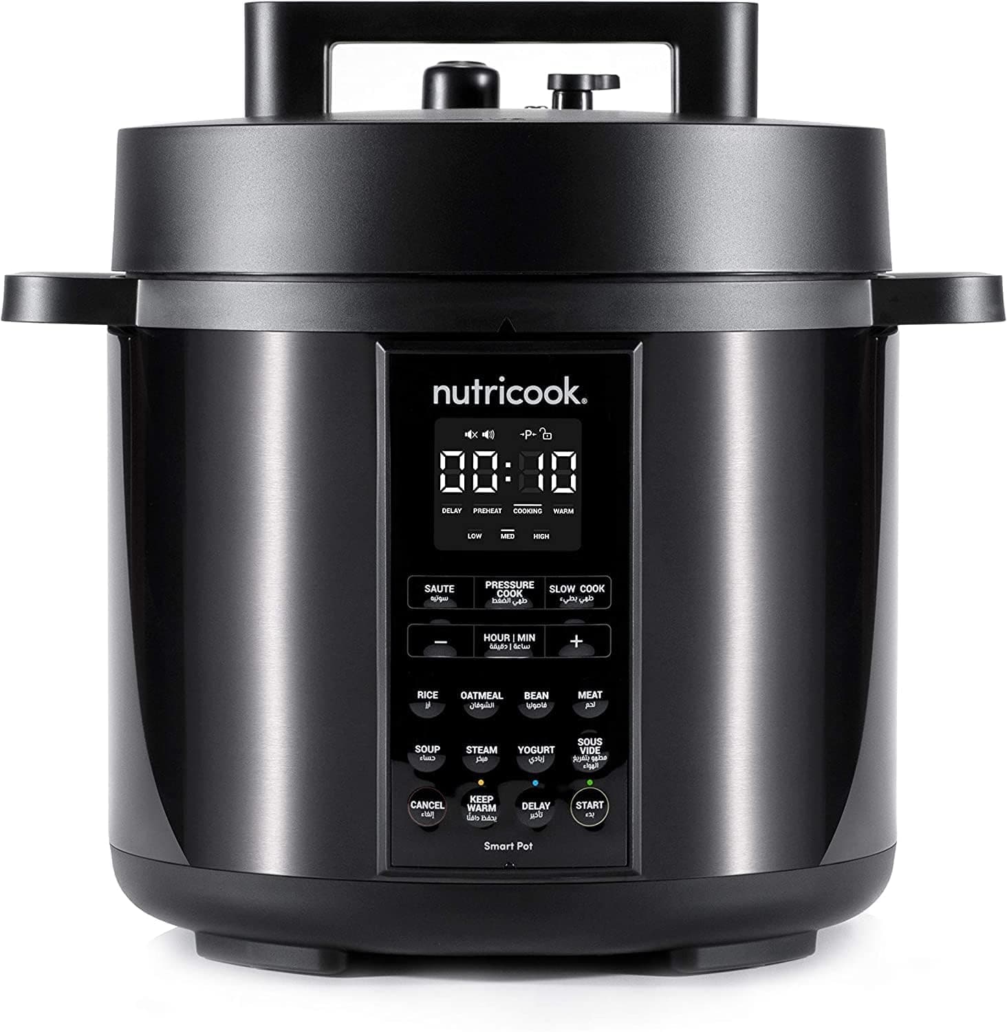 Nutricook Stainless Steel Smart Pot 2 8QT (7.7 Litre),1200W 9-in-1 Instant Programmable Electric Pressure Cooker, Slow Cooker, Rice Cooker, Steamer, Sauté Pot, Sous Vide, Smart Lid, 2-Year Warranty