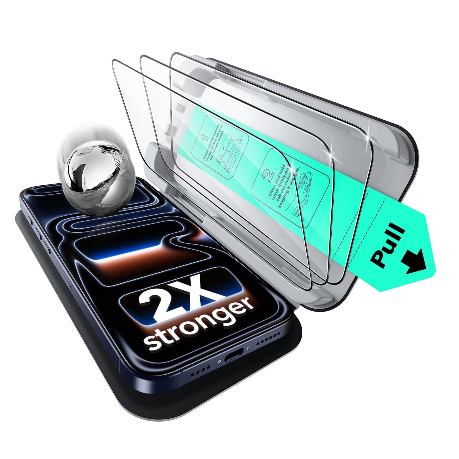 ESR 3 Pack for iPhone 17 Pro Tempered Glass Screen Protectors, High Clarity, 9H Hardness Scratch Resistant, Full Coverage, Military-Grade, Shatterproof, Screen Guard with Ultra Fit Tray