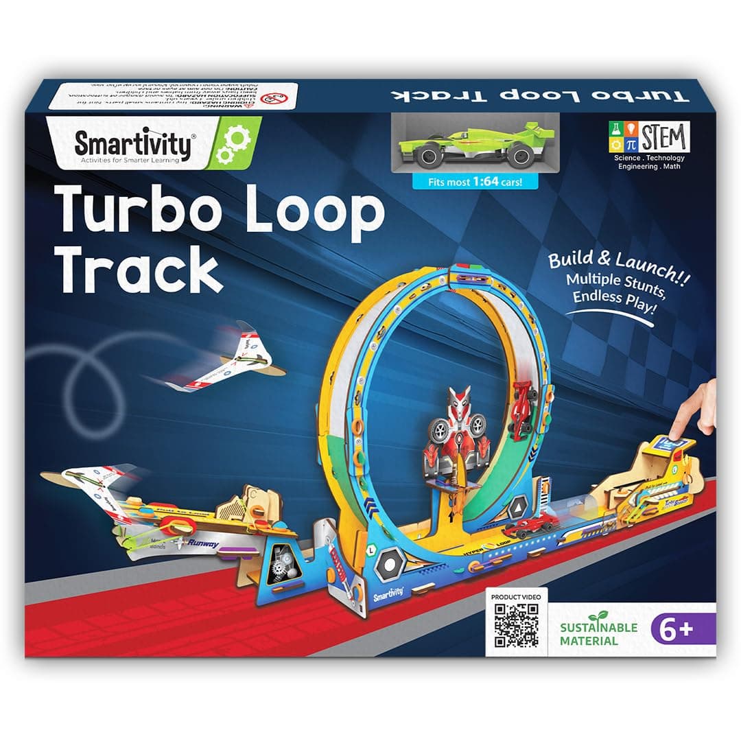 Smartivity High-Speed Race Car Track with Loop for Kids 6-12 Years | 3in1- Car, Loop, Glider Plane Launcher I Build & Play I Birthday Gift for Boys & Girls Age 6,7,8,9,10,11,12 Years