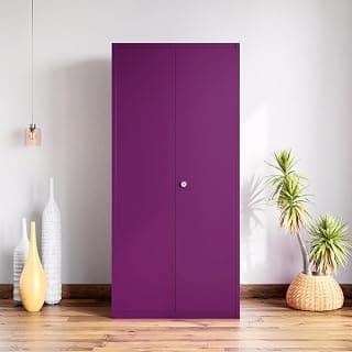 Interio by Godrej Marc 2-Door Steel Almirah | Textured Mulberry, 1-Year Warranty, 1 Locker, 1 Drawer, 5 Shelves