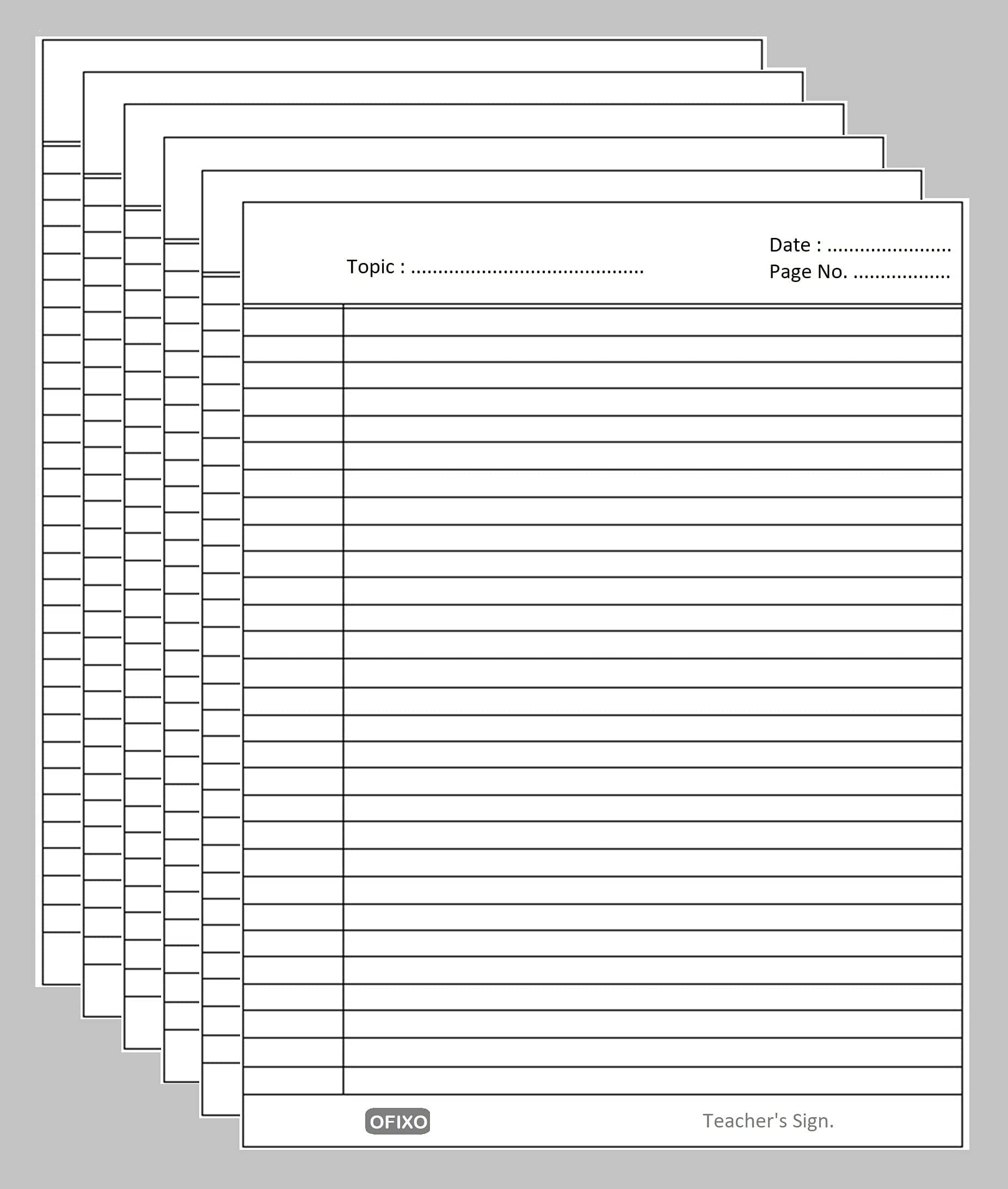 OFIXO A4 Size Both Side Ruled Sheet for Project/Assignment-(Pack of 100 sheets)