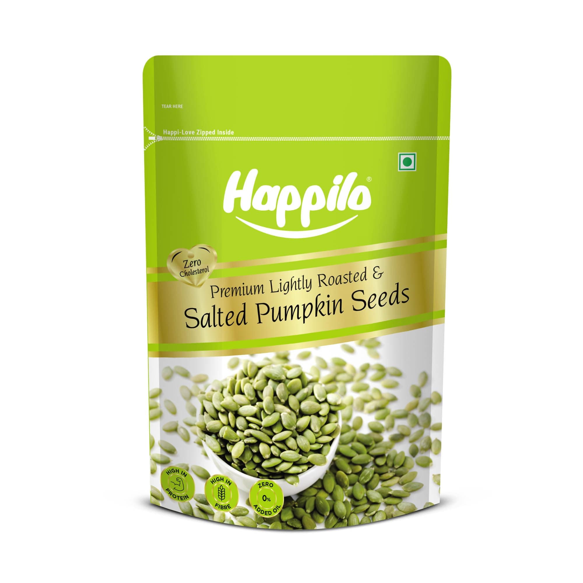 Happilo Premium Lightly Salted & Roasted Pumpkin Seeds 200g | AAA Grade | Crunchy Fiber-Rich Superfood Snack | Healthy Booster Seeds for Diet & Fitness