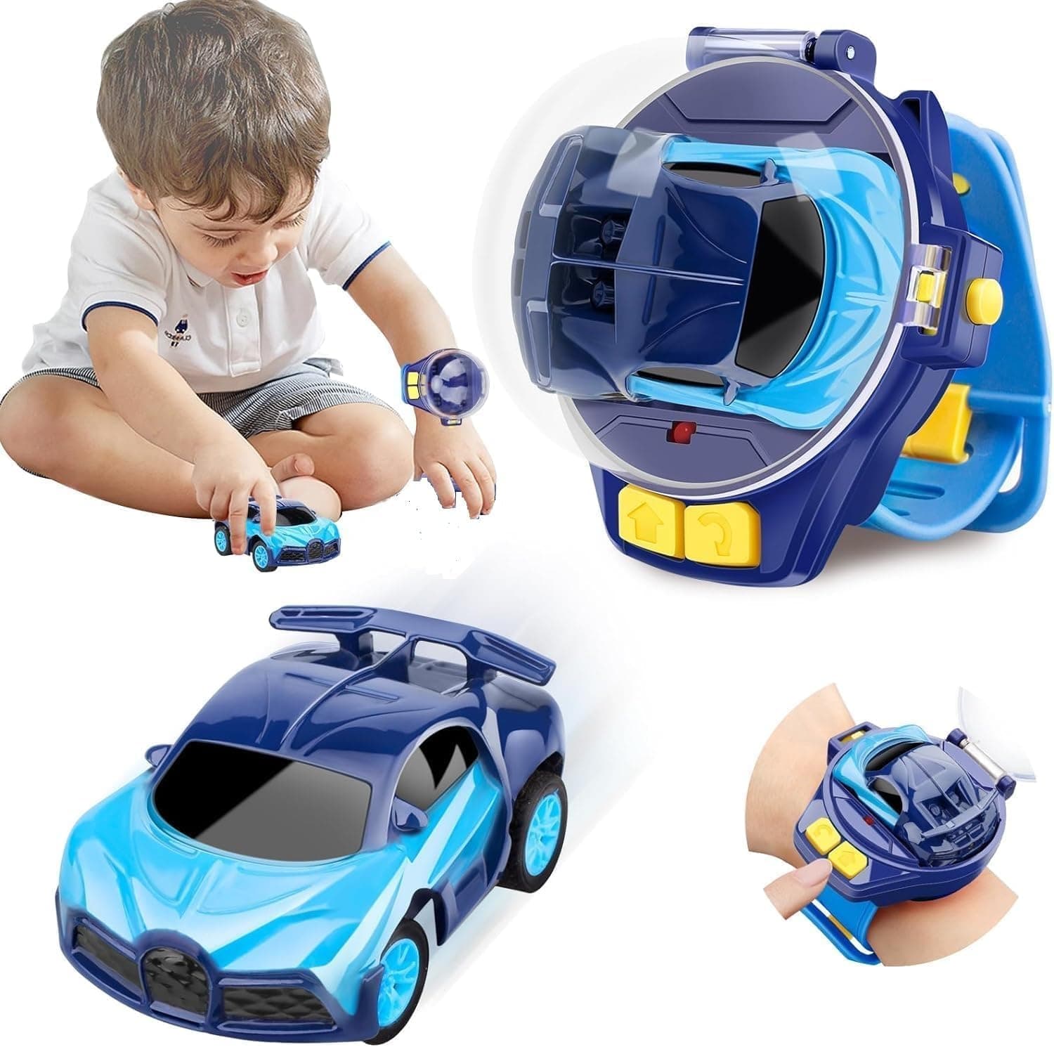 AKSHRESH HOMES Wrist Watch Remote Control Mini Car Toy for Kids - Rechargeable 2 Function RC Car with USB Charging Cable, Pop Cover Case, Silicone Strap & Easy Controls for Boys and Girls