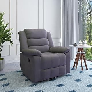 Nilkamal Sierra Velvet Fabric Manual Single Seater Recliner | Rocking and Revolving Mechanism | Brown