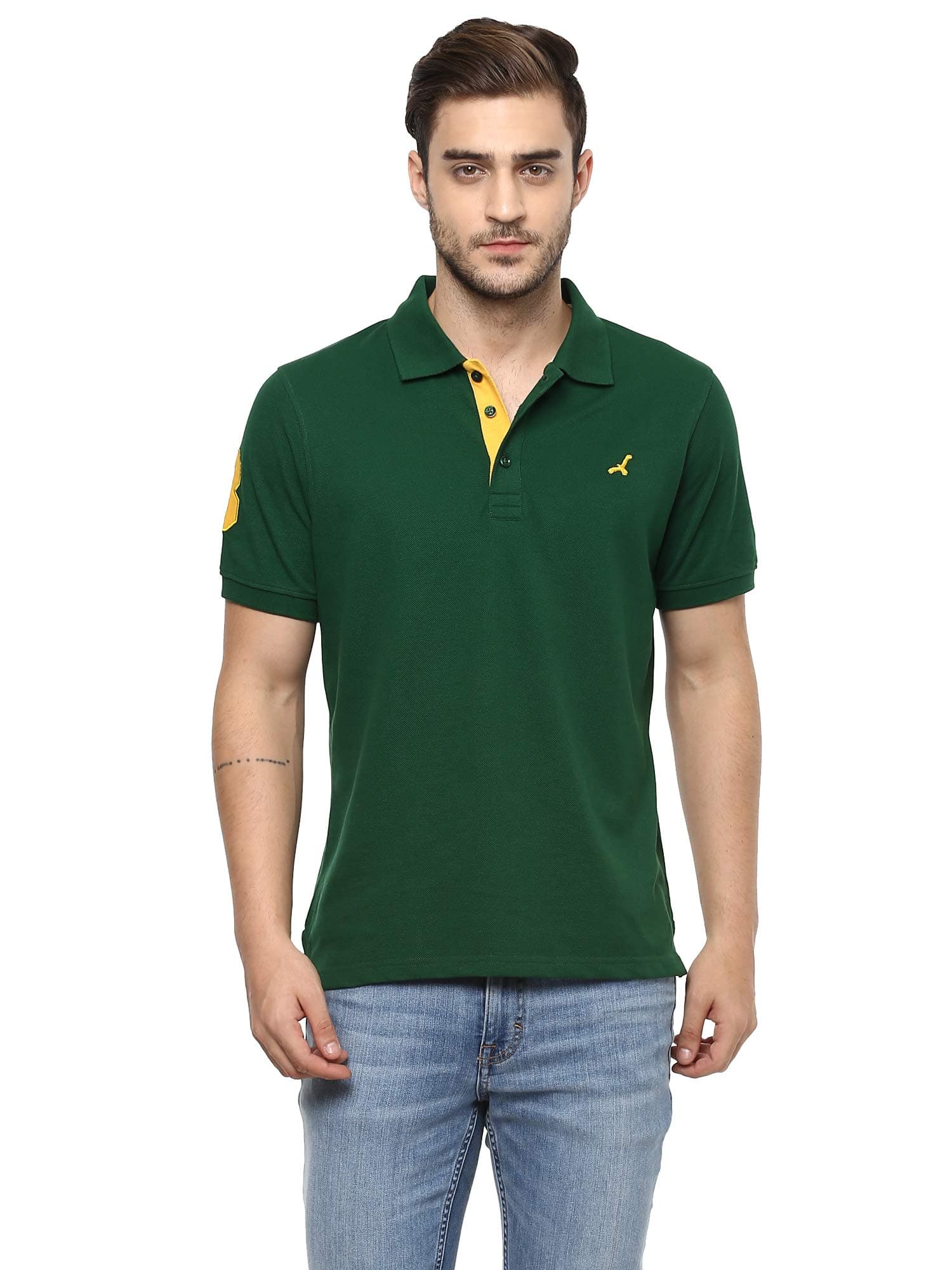 AMERICAN CREW CottonPoly Solid Polo T-Shirt with No.3 Applique for Men (AC284)
