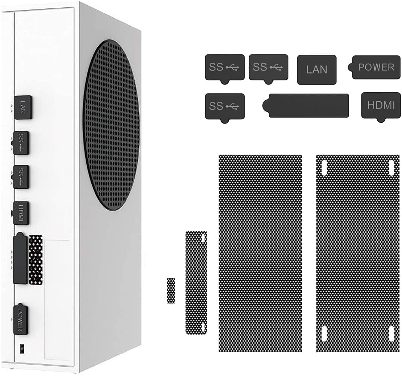 New World Dust Proof kit For Xbox series S Console, Dust Plugs Dust Filter Kit Compatible with Xbox Series S, Include 7 Silicone Series S Dust Protector and 2 PVC Series S Mesh Filter Covers