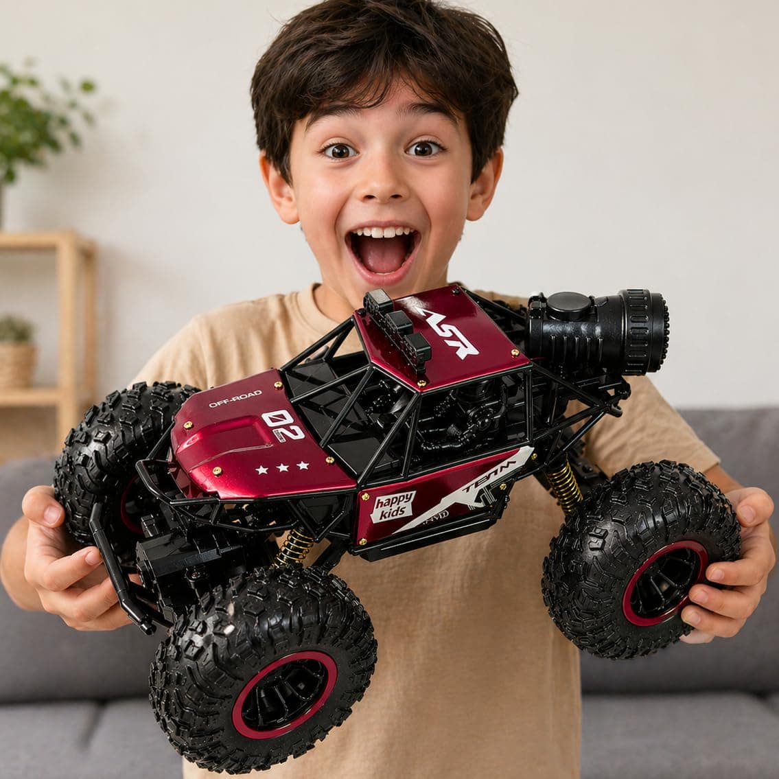Goyal's 4WD Remote Control Moka Rock Crawler Car with Spray Fumes Function, Off Road RC Car for Kids with LED Lights | Rechargeable Type-C, 2.4GHz - 300 Metres Remote Range