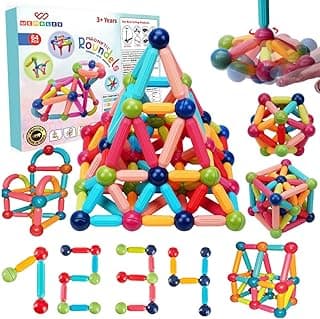 Wembley Magnetic Blocks for Kids | 64 PCS Magnetic Sticks & Balls Building Blocks Magnet Toy | 3D STEM Educational Construction Toy for Brain Development | Birthday Gift for Kids Boys & Girls 3+ Years