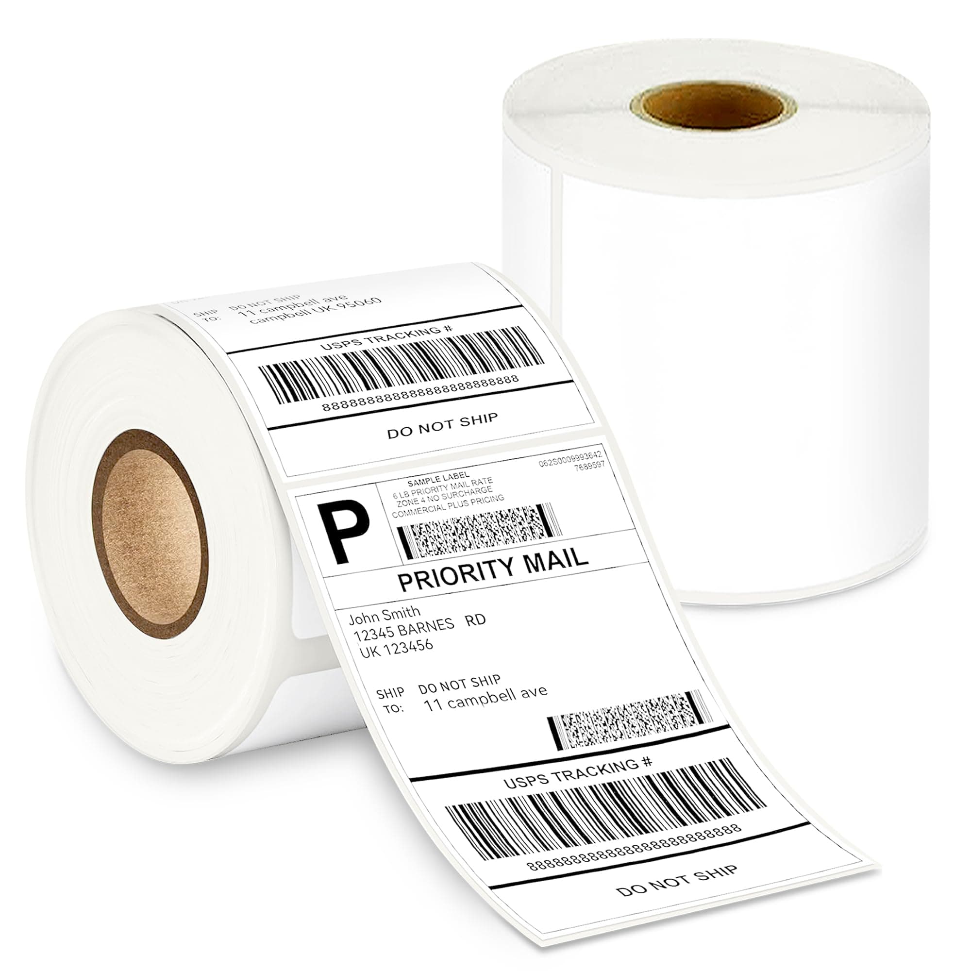 GLUN® 4x6 Inch (100x150mm) Direct Thermal Shipping Labels Self-Adhesive, 400 Label Per Roll Printer Friendly Pack of 2