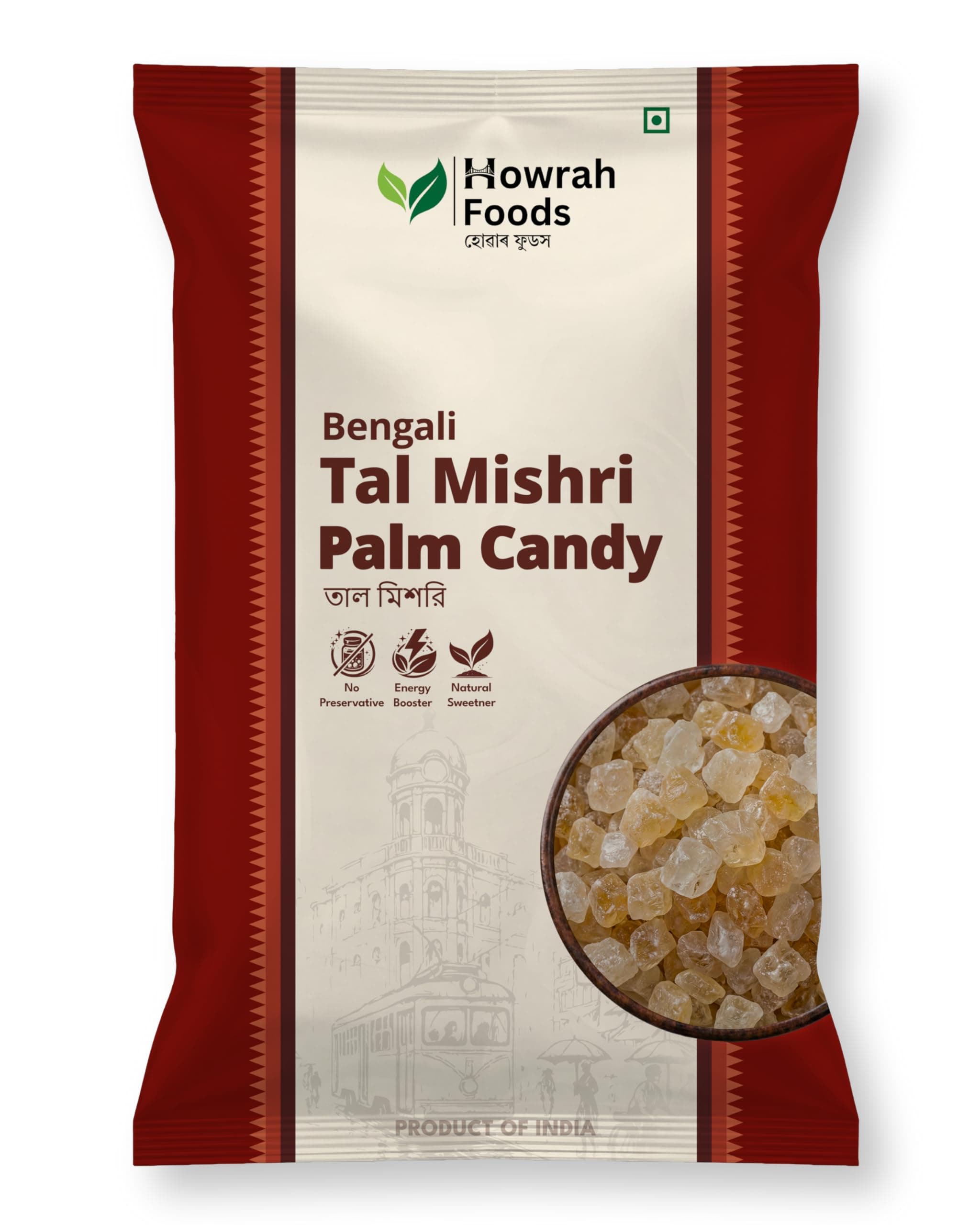 HOWRAH FOODS Tal Mishri Palm Candy 500g | Panam Kalkandu (Panakarkandu) Palm Sugar Crystals, Kolkata Mishti Sweetener | Low GI, Unrefined, for Tea, Milk, Payesh | Authentic Taste of Bengal