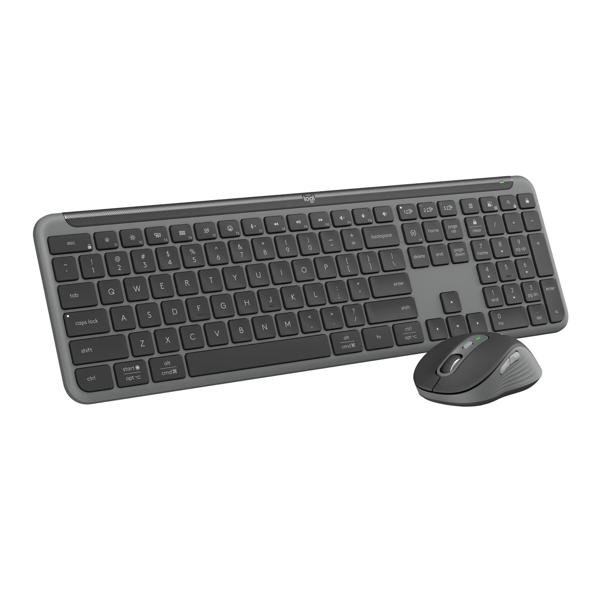 Logitech MK950 Signature Slim Wireless Keyboard and Mouse Combo, Sleek Design, Quiet Typing and Clicking, Switch Across Three Devices, Bluetooth, Multi-OS, Works with Windows and Mac - Graphite