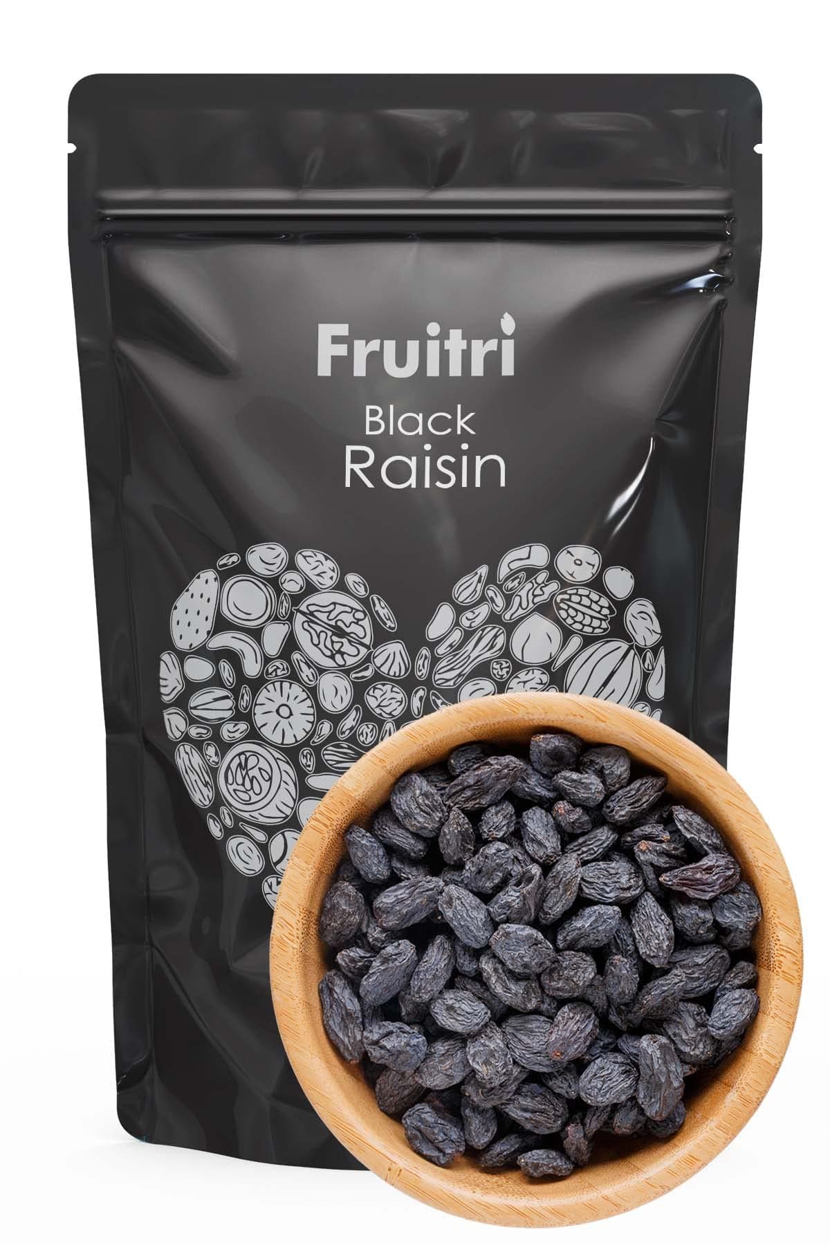 Fruitri Dried Black Raisin, Kali Kishmish Seedless, 500g