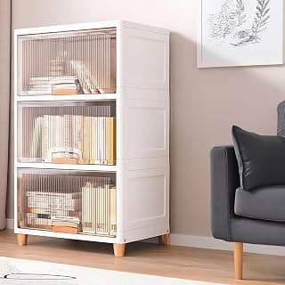 DECOLOGY BookShelf for Home |Engineered Books Organizer for Study Room | Multipurpose book Shelf for Home, Office |Book Organizer for Library | Living Room furniture (Cupboard Rack - Transparent,3PCS)