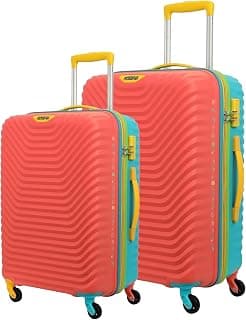 American Tourister Trolley Bag for Travel|Splash 55 and 68 Cms Hardsided Small Cabin and Medium Luggage Bag Set of 2 |Speed_Wheel 4 Wheel Suitcase for Travel|Trolley Bag for Travelling