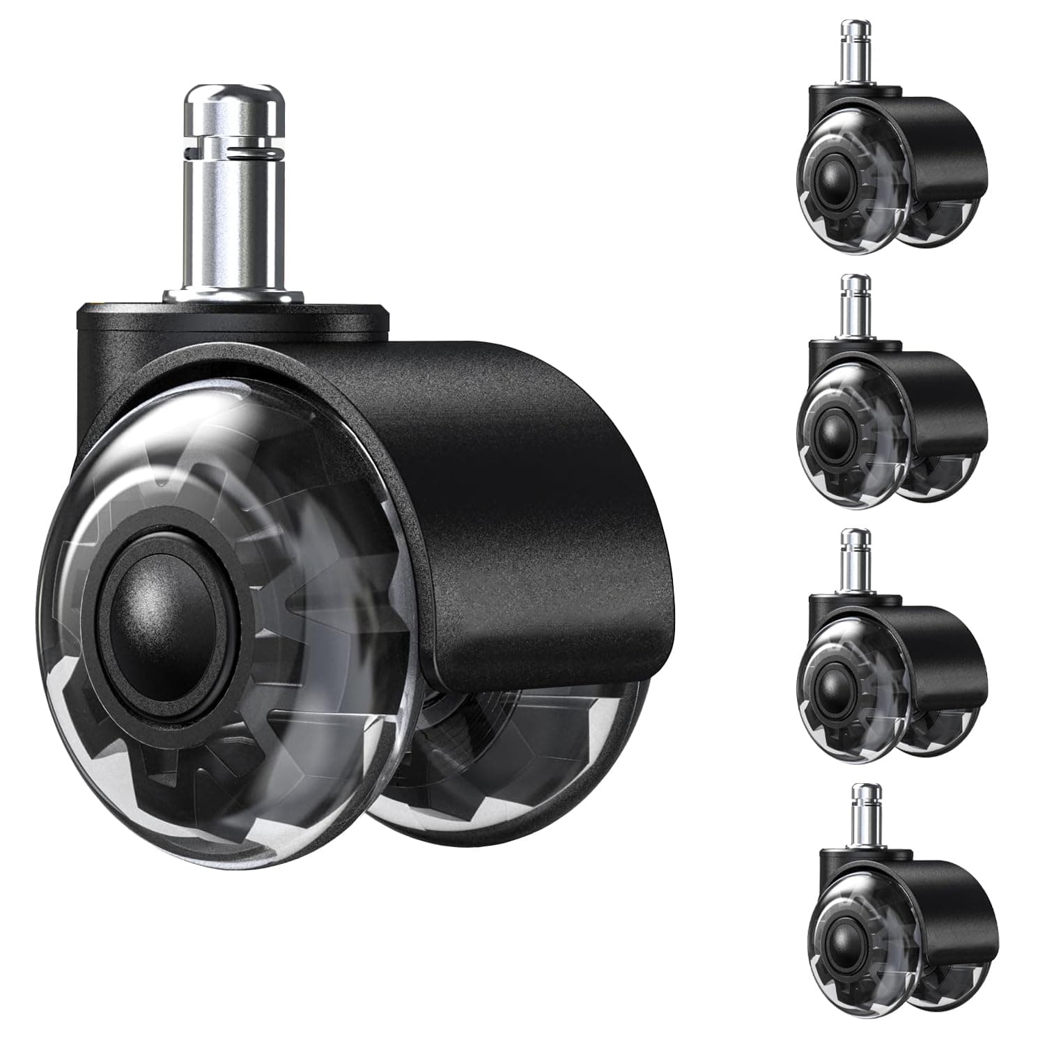 KARP Office Chair Caster Wheels - 2 Inch Office Chair Wheels Replacement, Desk Chair Wheels for Computer and Gaming Chair, Safe for All Floors and Carpets (5 Pcs)