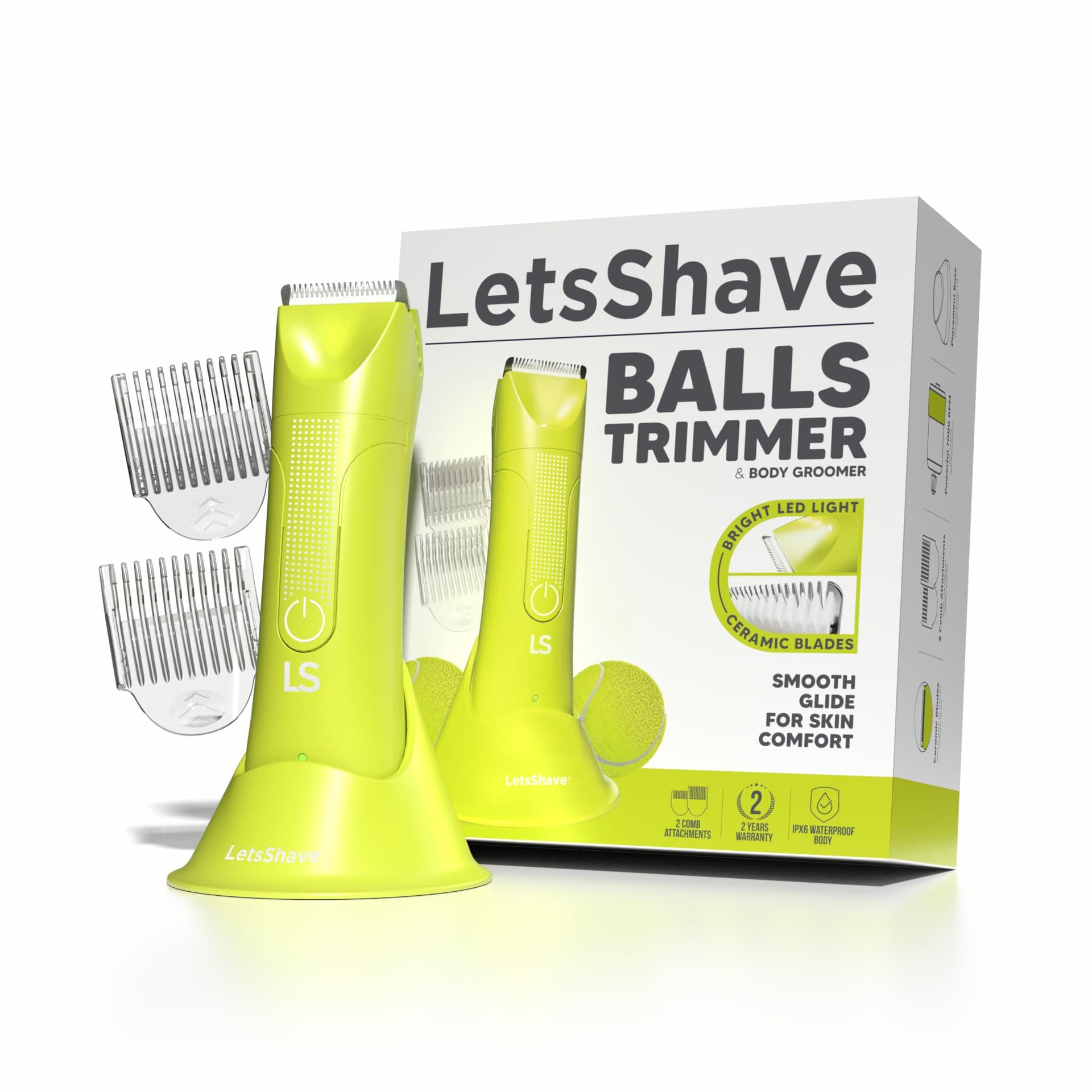 LetsShave Trimmer Men for Private Parts | Waterproof Body Groomer with Skin-Safe Ceramic Blades | LED Spotlight | Groin Trimmer, Body Trimmer for Man, Body Groomer for Men