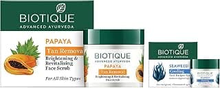Biotique Bio Seaweed Revitalizing Anti Fatigue Eye Gel, 15g And Biotique Bio Papaya Revitalizing Tan Removal Scrub, 75g