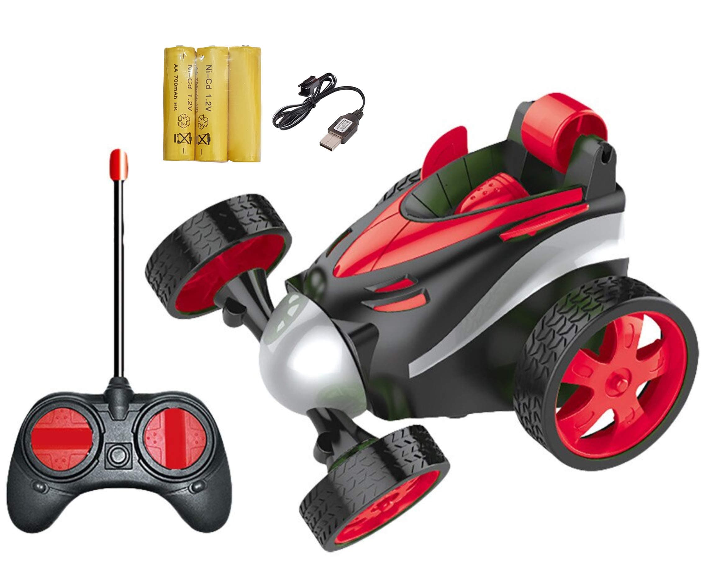 Magicwand® ABS Plastic R/C Rechargeable Twisting Stunt Car with Music & Lights for Kids (Red)