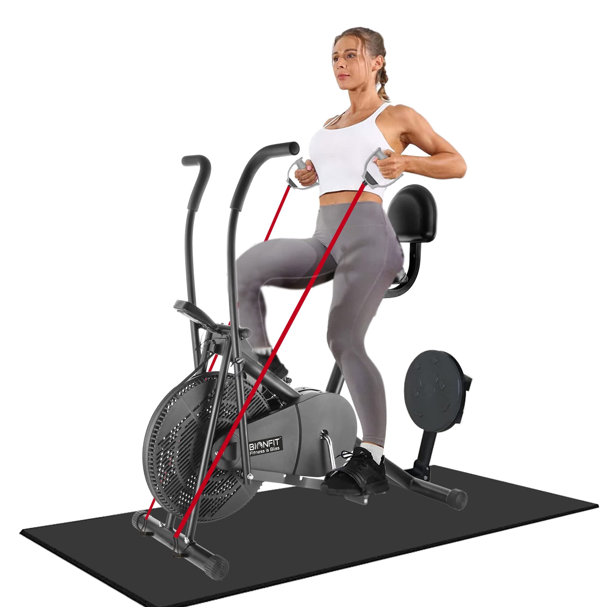 BIONFIT Moving Handle Gym Cycle for Home | Exercise Bike with Attached Toning Tube, Twister, Back Support | 2-Year Warranty, Max Weight: 120 Kg | Exercise Cycle For Men and Women Fitness