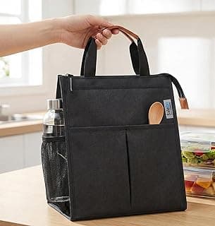 SaleOn Insulated Lunch Bag for Women & Men | Waterproof Soft Cooler Tote | Leakproof, Reusable with Pockets | Thermal Lunch Box for Office, Travel, Picnic (Charcoal Grey)