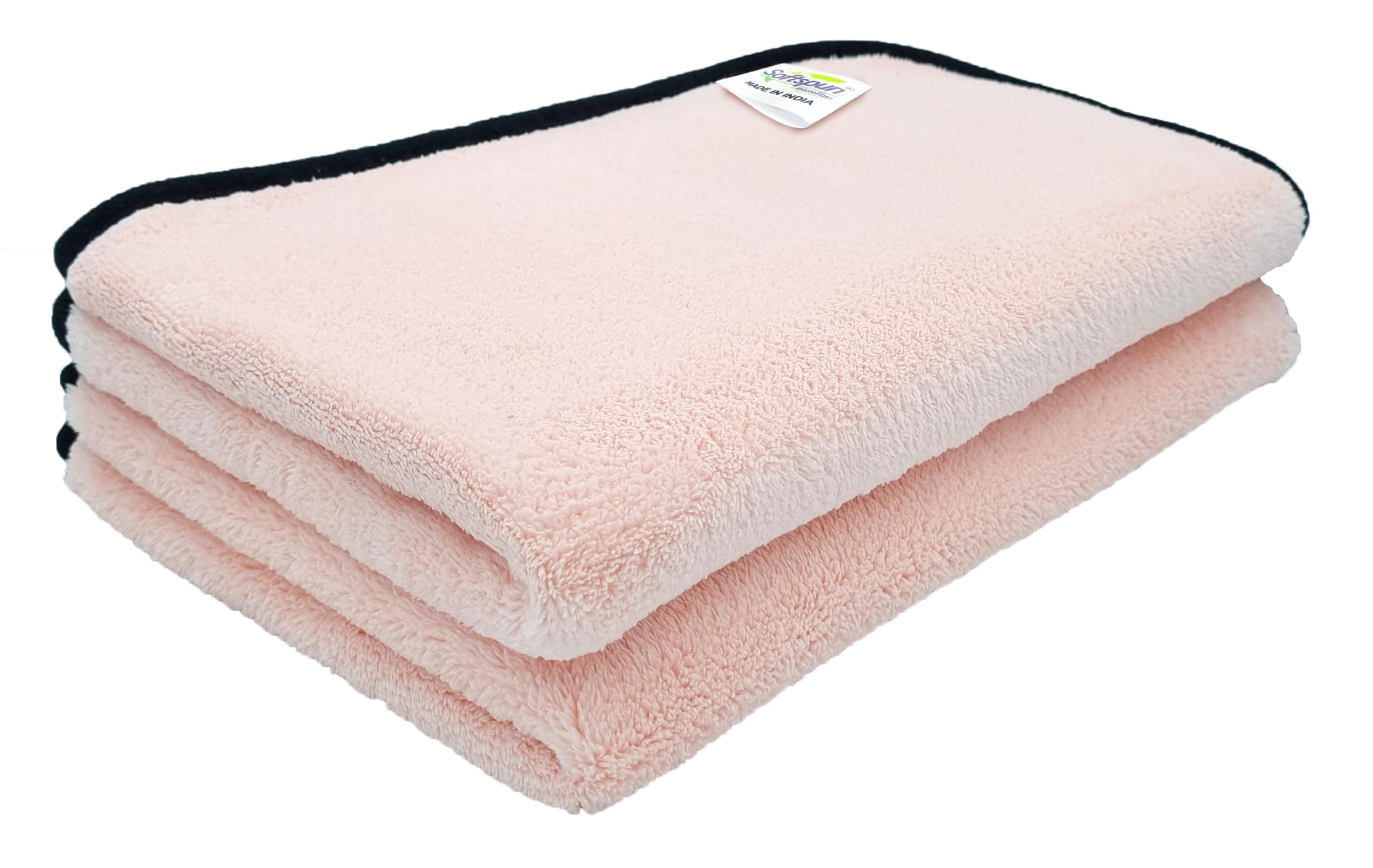 SOFTSPUN Microfiber Face & Hand Towel 2 Pc 280 GSM 40X60 Light Pink! Ultra Absorbent Super Soft & Lightweight Quick Drying for Men & Women Daily Use Unisex.