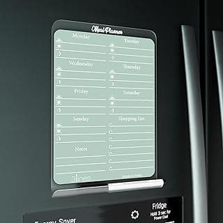 3 Lines ClearBite Acrylic Magnetic Meal Planner Board | Sleek & Durable | Includes Marker & Duster | 24x16 CM | Perfect for Meal Planning, Shopping Lists, Notes | Ideal for Home, Office | Cardamom