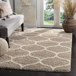 Shaggy Floor Carpets for Living Room, Elegant Bed Side Runner, Modern Carpets for Bedroom, Drawing Room, Kids Room, Soft Sofa Carpets for Living Room [3x6 Feet Beige Ivory]