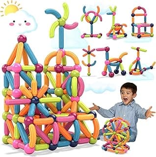 Umadiya® Jumbo Size Magnetic Sticks Building Blocks for Kids Magnetic Toys for Boys Age 3+ Year Old Educational Stem Learning Magnet Stick with Balls Game Set (25 Pcs Magnetic Sticks-Ball)