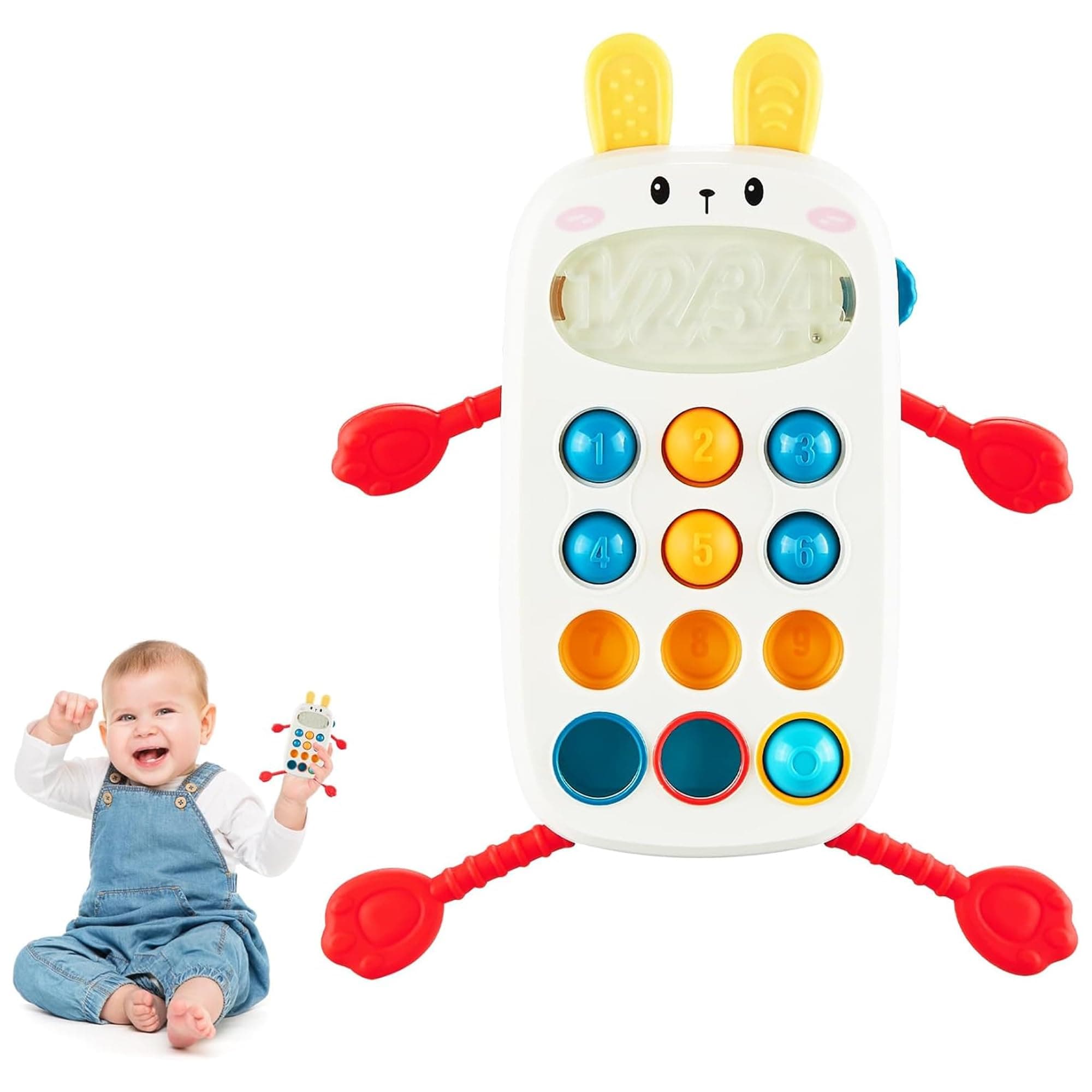 Kidology Baby Bunny Phone Maze Sensory Montessori Toy, Pull String Teething Toy for Kids, Sensory Activity Travel Toys for Toddlers, Baby Fine Motor Skills Gift for 6-12-18 Months Babies, Multicolor