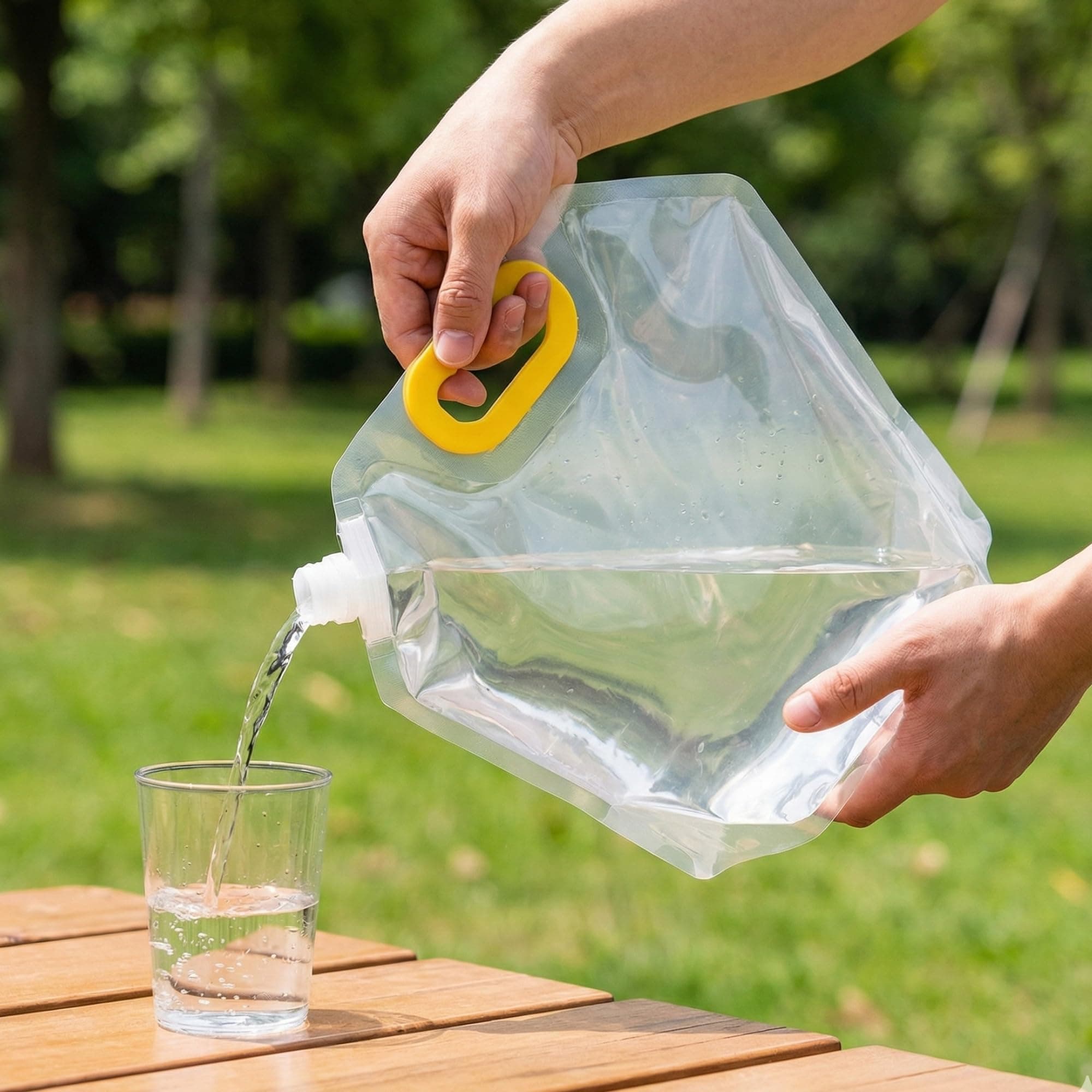 Kraptick Portable Collapsible Water Storage Tank 5L Water Container with Handle and Leak-Proof Screw Cap, Reusable Foldable Drinking Water Carrier Bag for Camping & Emergency Use (Transparent)