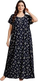 Bahumaan Pure Cotton Nighty for Woman | Floral Gown for Women Nightwear with Pocket | Cotton Nighty for Women Stylish | Maxi for Women Cotton