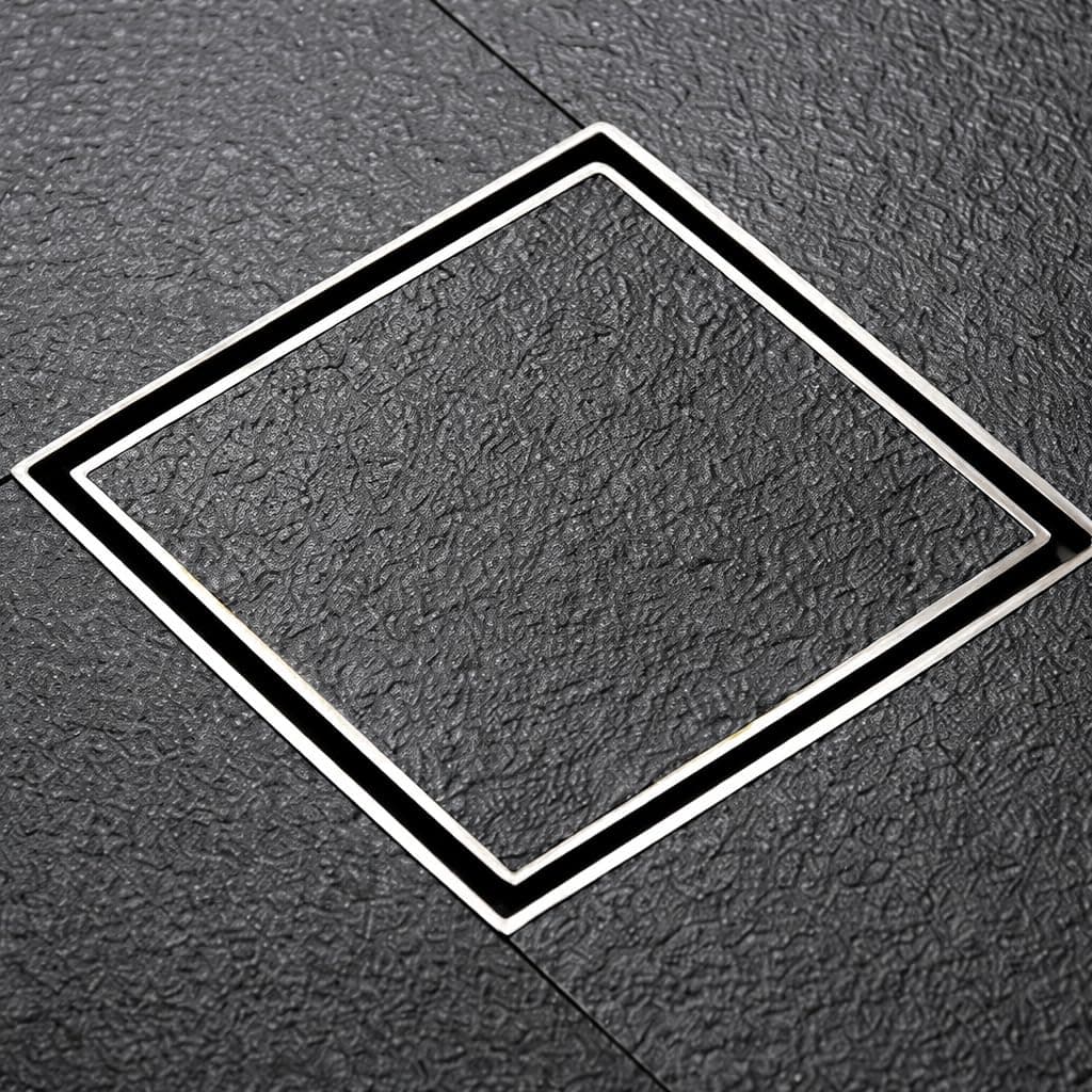 Aquieen SS 304 Invisible Tile and Marble Insert Floor Drain Square (14 MM Depth) Rust Proof with Anti - Foul Cockroach Trap for Bathroom & Kitchen | Waste Water Grating (6" x 6")