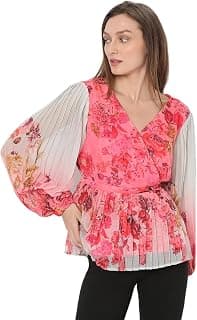 VERO MODA Women's Floral Printed Bishop Sleeves Wrap Top