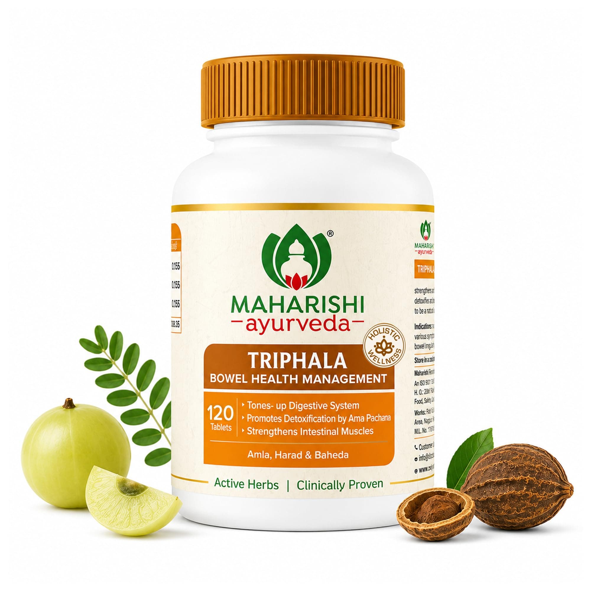 Maharishi Ayurveda Triphala Tablets 1000mg 120 Tablets | Supports Healthy Digestion | Improves Bowel Wellness| Relieves Constipation | Pure Herbs Used | (Pack of 1))