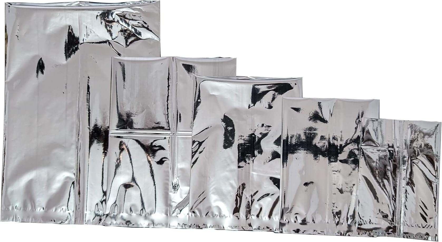 Amit Marketing Aluminium Silver Foil Pouch – 100 Pcs | Heat Sealable Reusable Stand Up Mylar Bags | Moisture Proof & Food Safe Packaging Pouches for Snacks, Spices, Dry Fruits, Coffee & Storage